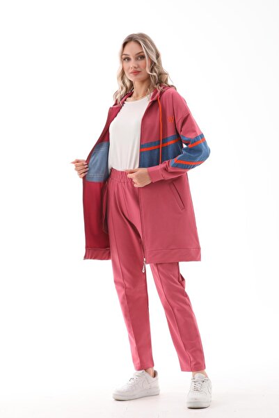 WestBound Γυναικείο Σετ Φούτερ με ριγέ κομμένο τζιν PUDRA