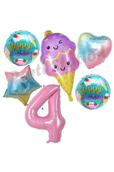 Parti Station مجموعة بالونات حلوى الآيس كريم لعيد الميلاد بعمر 4 سنوات - تصمي...