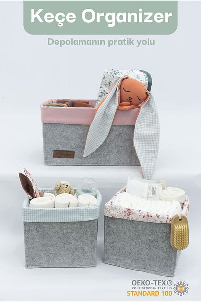 mordesign 3-Piece Drawer and Cabinet Laundry Organizer Set - Foldable Storage Box for Kids Room