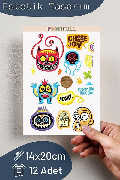 Postifull Indie Themed Sticker Set - 16 Piece Sticker Set - Phone, Tablet, Notebook Laptop Compatible Sticker