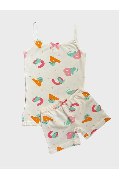 elmas kids Girl's Cotton Letter Star Patterned White Athlete Boxer Set