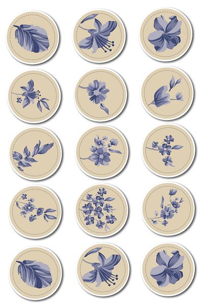 Postifull Botanical Themed Sticker and Label Set - Medium Size - Waterproof, Thick Adhesive Sticker Set