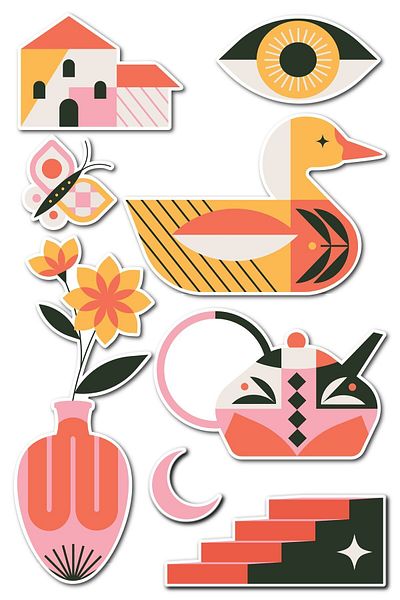 Postifull Drawing Themed Sticker Set - 8 Piece Sticker Set - Phone, Tablet, Notebook Laptop Compatible Stickers