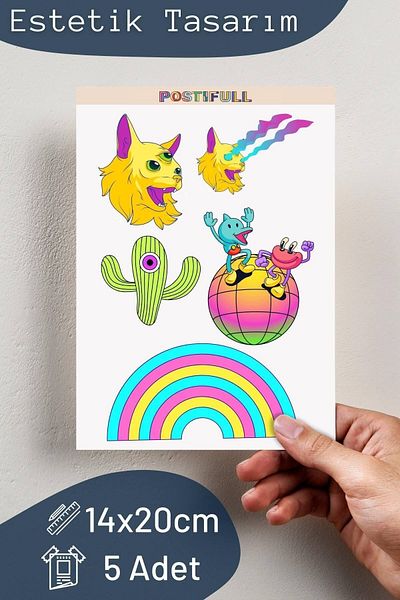 Postifull Indie Themed Sticker Set - 6 Piece Sticker Set - Phone, Tablet, Notebook Laptop Compatible Sticker