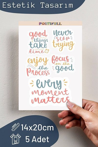 Postifull Motivational Themed Sticker Set - 5 Piece Sticker Set - Phone, Tablet, Notebook Laptop Compatible Sticker
