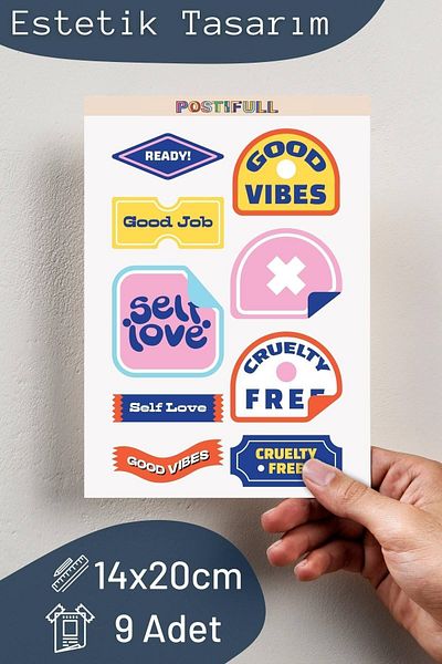 Postifull Motivational Themed Sticker Set - 9 Piece Sticker Set - Phone, Tablet, Notebook Laptop Compatible Sticker