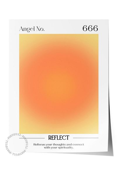 Postifull Aura Series NO:126 - 666 Orange Angel Number Έγχρωμη αφίσα χωρίς πλαίσιο
