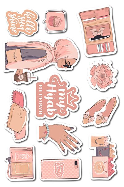 Postifull Set de autocolante și etichete roz - Dimensiune medie - Set de autocolante adezive groase, rezistente la apă