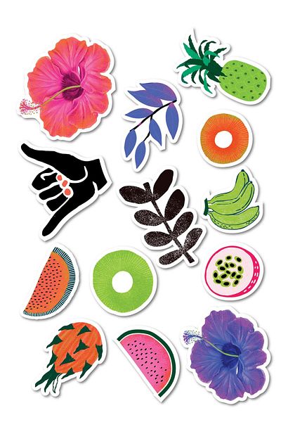 Postifull Colorful Botanical Sticker Set, Large Size, 13 Pieces Waterproof, Vintage Sticker, Laptop, Phone, Suitcase