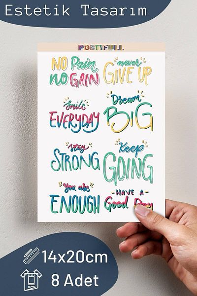Postifull Σετ αυτοκόλλητων με θέμα Motivational - Σετ αυτοκόλλητων 8 τεμαχίων - Αυτοκόλλητο συμβατό με τηλέφωνο, tablet, φορητό υπολογιστή