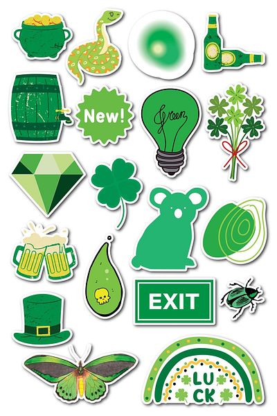 Postifull Green Themed Sticker Set - 19 Piece Sticker Set - Phone, Tablet, Notebook Laptop Compatible Sticker