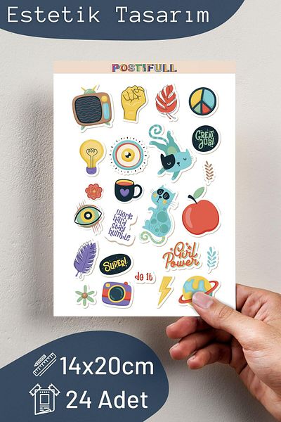 Postifull Minimal Themed Sticker and Label Set - Medium Size - Waterproof, Thick Adhesive Sticker Set