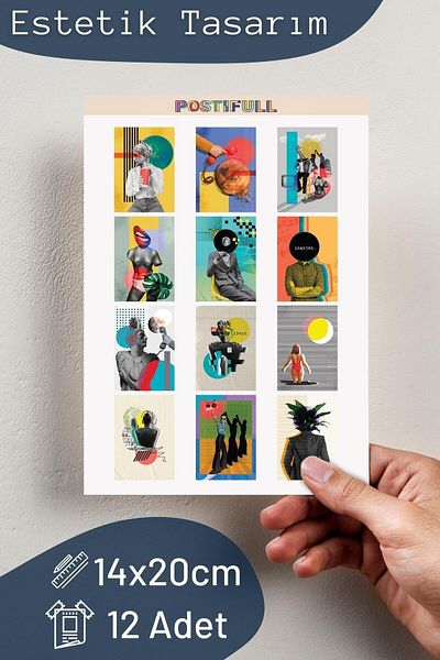 Postifull Modern Art Themed Sticker Set - 12 Piece Sticker Set - Phone, Tablet, Notebook Laptop Compatible Sticker