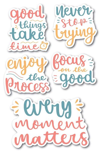 Postifull Motivational Themed Sticker Set - 5 Piece Sticker Set - Phone, Tablet, Notebook Laptop Compatible Sticker