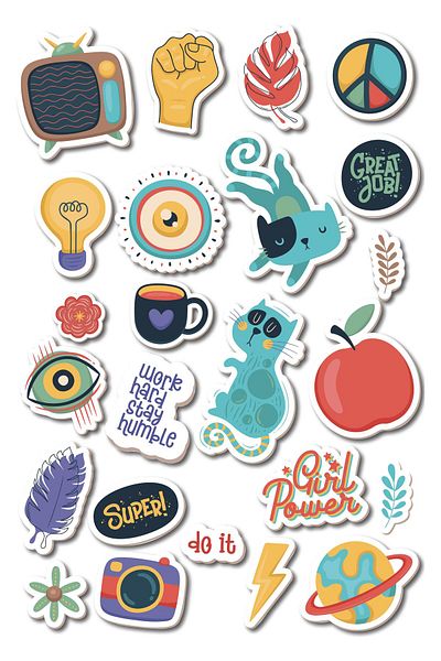 Postifull Minimal Themed Sticker and Label Set - Medium Size - Waterproof, Thick Adhesive Sticker Set