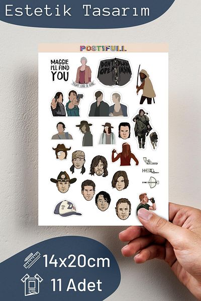 Postifull The Walking Dead Themed Sticker and Label Set - Medium Size - Waterproof, Thick Adhesive Sticker