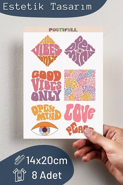 Postifull Soft Indie Themed Sticker Set - 8 Piece Sticker Set - Phone, Tablet, Notebook Laptop Compatible Sticker