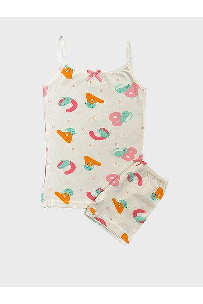 elmas kids Girl's Cotton Letter Star Patterned White Athlete Boxer Set