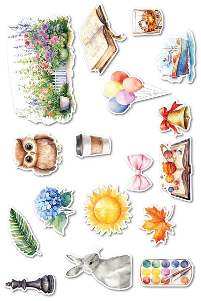 Postifull Colorful Sticker Set, Large Size, 17 Pieces Waterproof, Sticker Set, Laptop, Phone, Suitcase Compatible