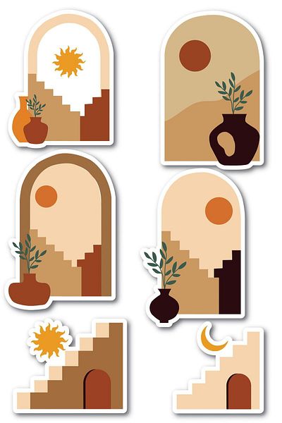 Postifull Boho Themed Sticker Set - 6 Piece Sticker Set - Phone, Tablet, Notebook Laptop Compatible Stickers