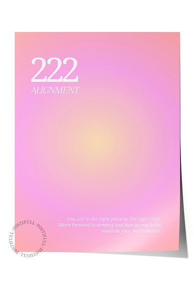 Postifull Σειρά Aura NO:80 - 222 Pink Aure, Numbered Angel, Έγχρωμη αφίσα χωρίς πλαίσιο