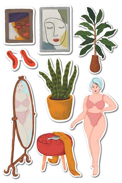 Postifull Love Your Body Themed Sticker and Label Set - Medium Size - Waterproof, Thick Adhesive Sticker Set