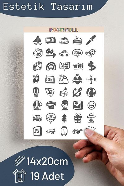 Postifull Minimal Themed Sticker Set - 40 Piece Sticker Set - Phone, Tablet, Notebook Laptop Compatible Sticker