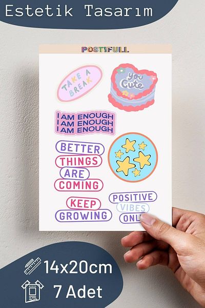 Postifull Motivational Themed Sticker Set - 7 Piece Sticker Set - Phone, Tablet, Notebook Laptop Compatible Stickers