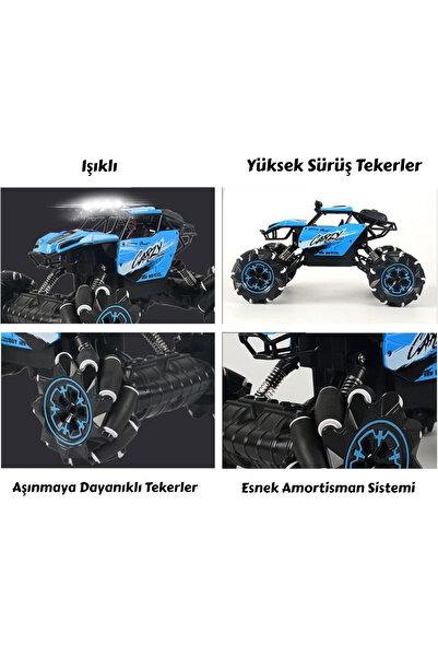 YILDIRIM OYUNCAK Uzaktan Kumandalı Full Fonksiyon Işıklı Müzikli Şarjlı Drif Atabilen 1:16 Ölçek Off Road Arazi Aracı