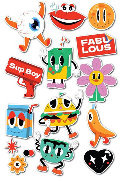Postifull Mixed Themed Sticker Set - 13 Piece Sticker Set - Phone, Tablet, Notebook Laptop Compatible Sticker
