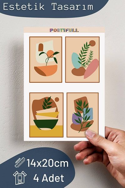Postifull Boho Themed Sticker Set - 4 Piece Sticker Set - Phone, Tablet, Notebook Laptop Compatible Stickers