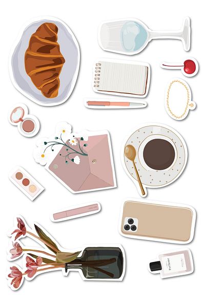 Postifull Eye-Catching Sticker Set, Large Size, 14 Pieces Waterproof, Vintage Sticker, Laptop, Phone, Suitcase Compatible