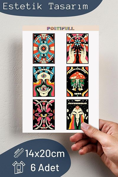 Postifull Indie Themed Sticker Set - 6 Piece Sticker Set - Phone, Tablet, Notebook Laptop Compatible Sticker