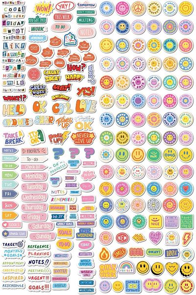 Postifull Minimal Sticker Set - 260 Pieces Minimalist Sticker - Κινητό τηλέφωνο, Σημειωματάριο, Ατζέντα, Αυτοκόλλητο φιάλης