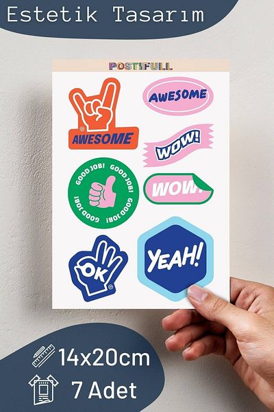 Postifull Motivational Themed Sticker Set - 7 Piece Sticker Set - Phone, Tablet, Notebook Laptop Compatible Stickers