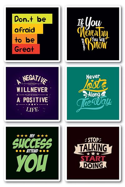 Postifull Motivational Themed Sticker Set - 6 Piece Sticker Set - Phone, Tablet, Notebook Laptop Compatible Sticker