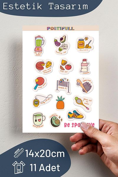 Postifull Health & Sports Themed Sticker and Label Set - Medium Size - Waterproof, Thick Adhesive Sticker Set