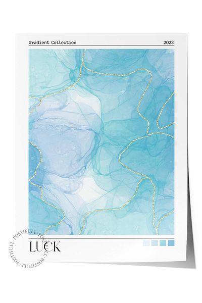 Postifull Σειρά Aura NO:166 - Αφίσα χωρίς πλαίσιο με χρώμα Luck Blue και Angel Number