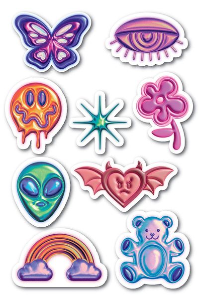 Postifull Indie Themed Sticker Set - 9 Piece Sticker Set - Phone, Tablet, Notebook Laptop Compatible Sticker