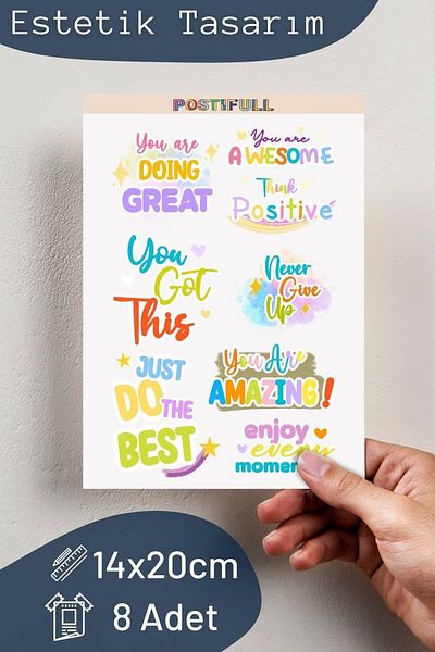 Postifull Indie Themed Sticker Set - 8 Piece Sticker Set - Phone, Tablet, Notebook Laptop Compatible Sticker