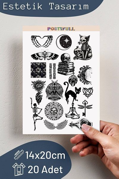 Postifull Sticker Set - Green - 18 Pieces Sticker Set - Phone, Tablet, Notebook Laptop Compatible Sticker
