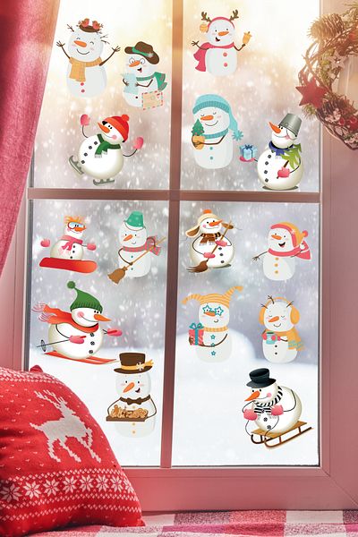Postifull New Year Sticker Set, Aesthetic Christmas Ornament, New Year Decoration, Door, Wall and Glass Decoration Sticker