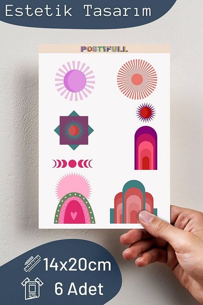 Postifull Σετ αυτοκόλλητων με θέμα Soft Boho - Σετ αυτοκόλλητων 8 τεμαχίων - Αυτοκόλλητο συμβατό με τηλέφωνο, tablet, φορητό υπολογιστή