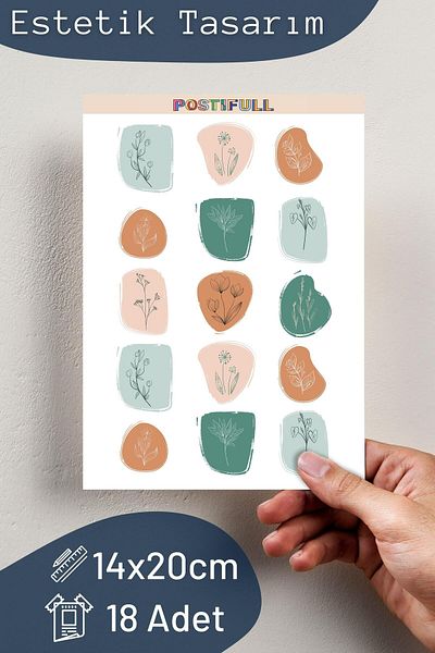 Postifull Botanical Themed Sticker and Label Set - Medium Size - Waterproof, Thick Adhesive Sticker Set
