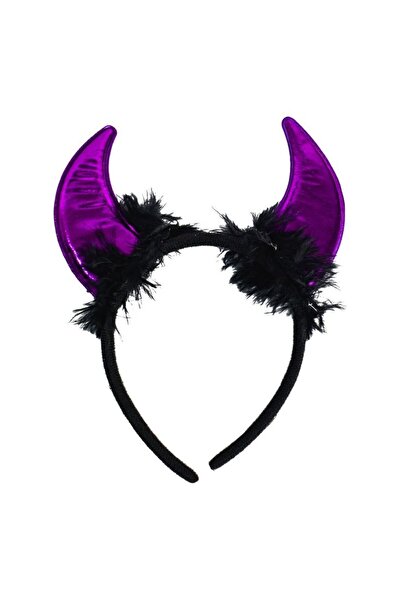 kidspartim Coroana de Halloween cu Cornuri de Diavol din Satin cu Tulle Violet