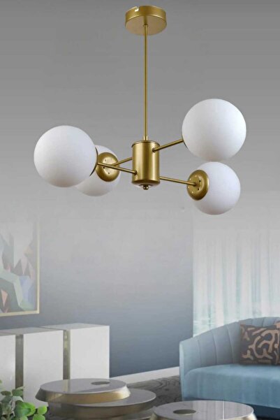 BSA LIGHTING MİLAS 4'LÜ ESKİTME BOYALI MODERN AVİZE (BEYAZ CAMLI)