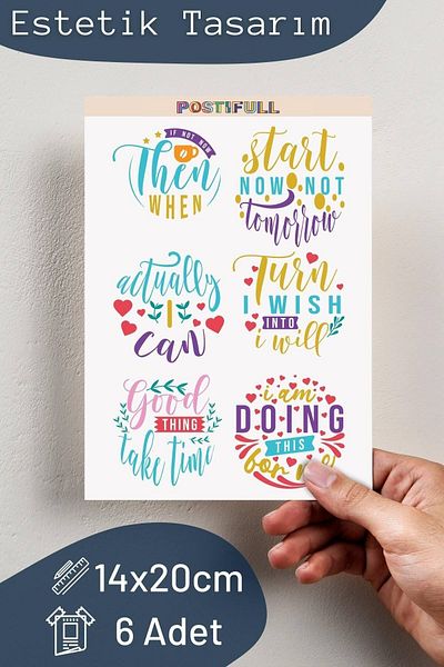 Postifull Motivational Themed Sticker Set - 6 Piece Sticker Set - Phone, Tablet, Notebook Laptop Compatible Sticker