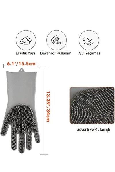 TUTYAKALA Çok Maksatlı Temizlik Eldiveni Masaj Etkili Kedi Köpek Yıkama Silikon Bulaşık Eldiveni Isıya Dayanık