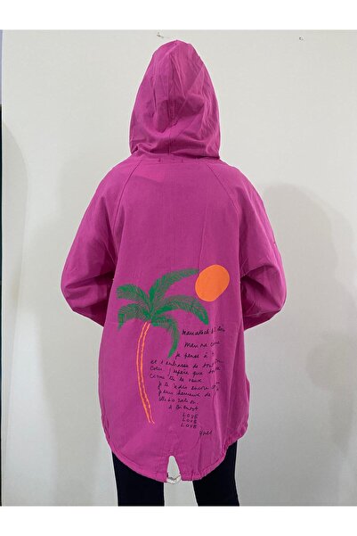 Lotus Boutique Pembe Kapşonlu Gabardin Trenç Gömlek