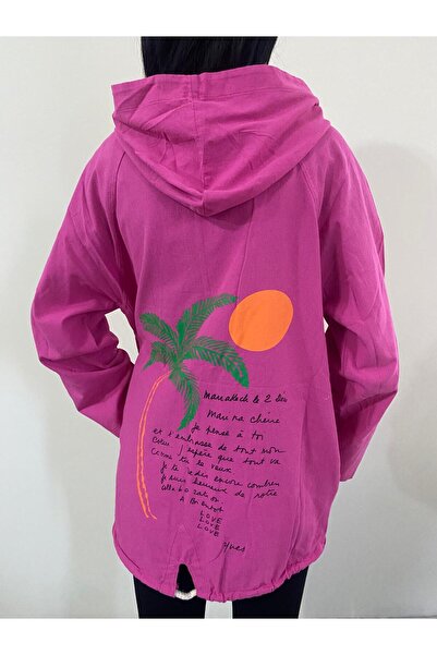 Lotus Boutique Pembe Kapşonlu Gabardin Trenç Gömlek